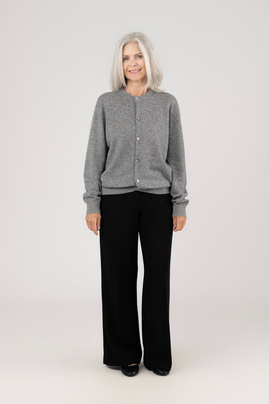 Round Neck Cardigan : Gray