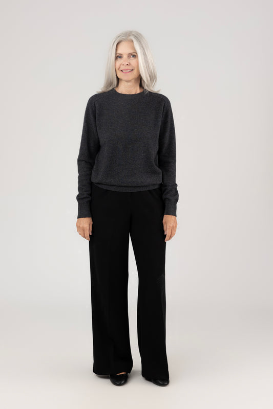 Raglan Round Neck : Charcoal